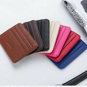 Mens Women Faux Leather Small Id Credit Card Wallet Holder Mini Slim Pocket Case