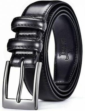 Mens Belts Leather Classic Casual Dress Belt with Single Prong Buckle