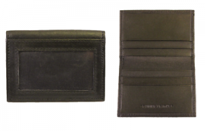 MEN - מוצרים לגבר ארנקים לגבר Mens Black Genuine Leather Slim Bifold Cardholder ID Window Credit Card Case