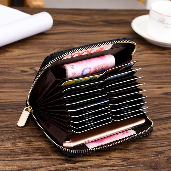 MEN - מוצרים לגבר ארנקים לגבר 18 Card Slots Men's Zipper Short Wallet Card Holder with RFID Blocking Technology