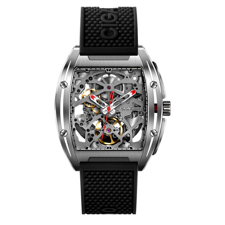 MEN - מוצרים לגבר שעונים לגבר Original CIGA Design Z Series Full Hollow Design Transparent Back Side Soft Silicone Leather Strap Mechanical Watch from Xiaomi Ec