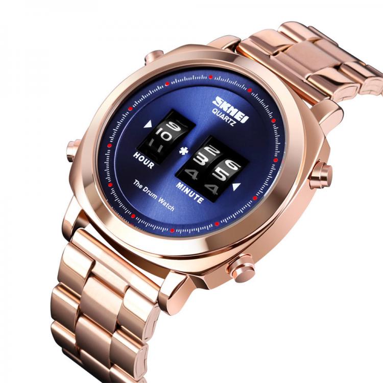 MEN - מוצרים לגבר שעונים לגבר SKMEI 1531 Creative Drum Watch Stainless Steel Waterproof Business Men Watch Quartz Watch 