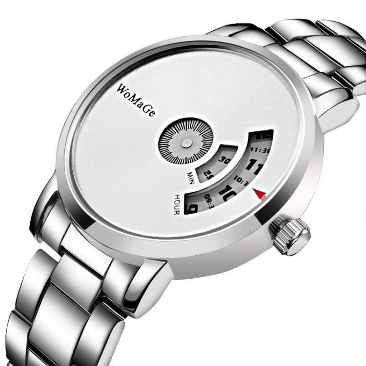 MEN - מוצרים לגבר שעונים לגבר Fashion Creative Dial Stainless Steel Band Men Women Quartz Watch